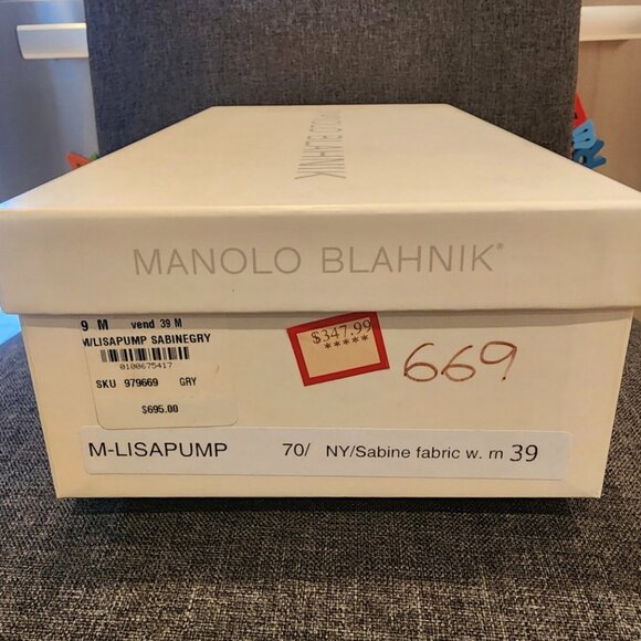 MANOLO BLAHNIK Lisa Pump Suede Stiletto 39 70mm Heel - Picture 6 of 6